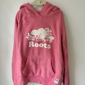 Pink Heathered Girls Roots Hoodie